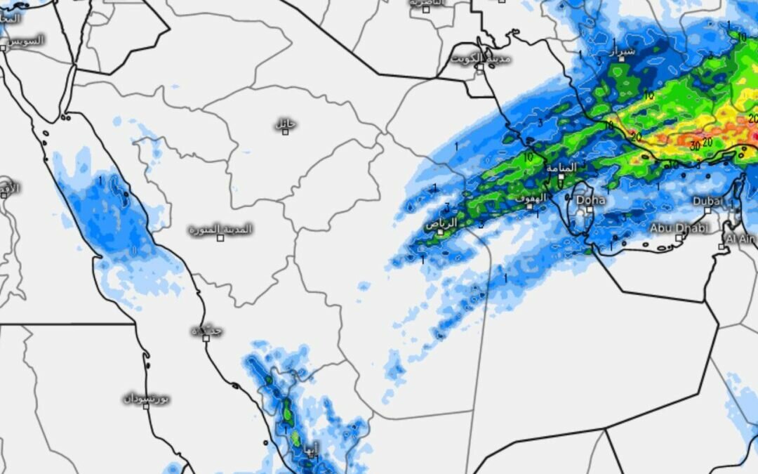 حالة الطقس المتوقعة: أمطار رعدية ورياح وزخات بَرَد على هذه المناطق